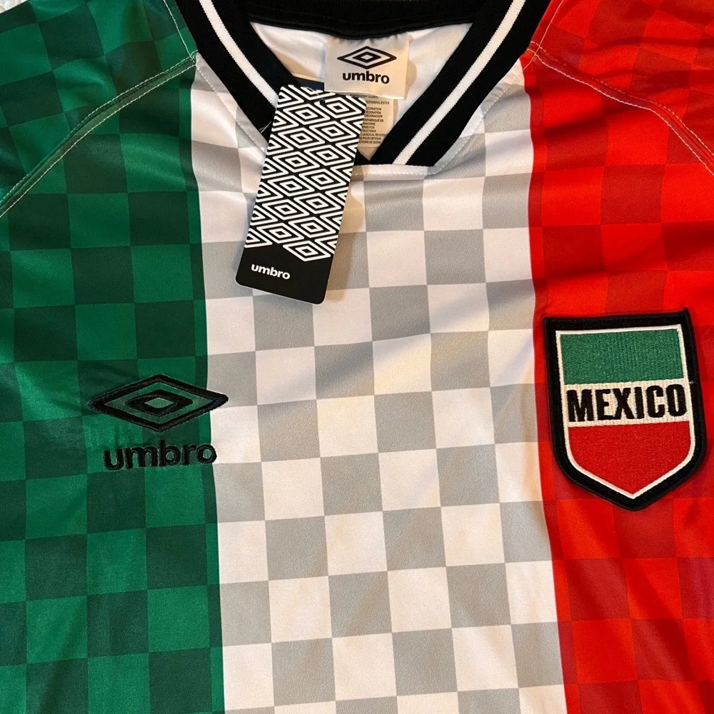 Umbro Mexico Soccer Jersey Large NWT Tricolor Checkerboard Football Shirt - Picture 4 of 7